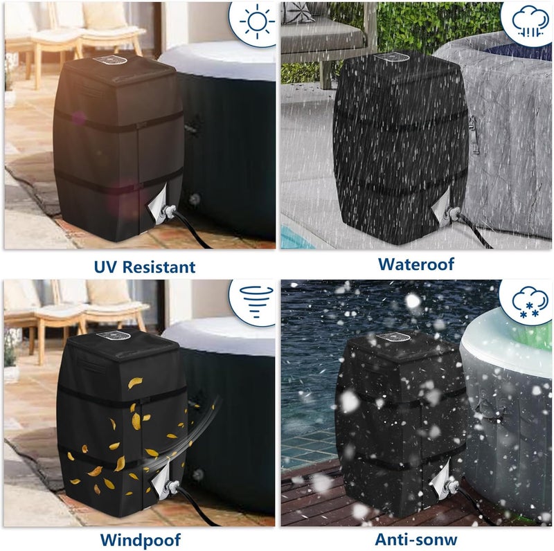 Hadisi Hot Tub Spa Heater Pump Cover with Transparent PVC Top Window and Zipper Opening,Heavy Duty Waterproof Dustproof Hot Tub Insulated Pump Cover for Multiple Brands (Black) - Image 4